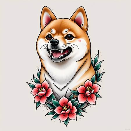 00117-3200999331-_lora_Traditional_Tattoos_0.65_ shiba inu in style of tr4dt4t, traditional tattoo, white background,.png